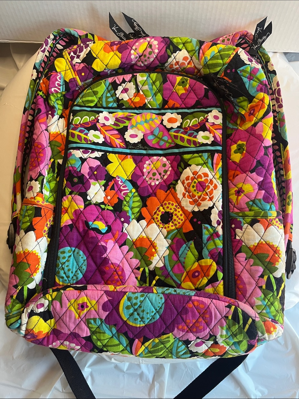 Vera Bradley Va Va Bloom Floral Pattern Quilted Laptop Backpack